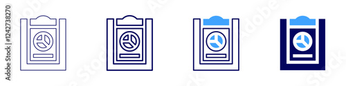 User analysis icon in 4 different styles. Thin Line, Line, Bold, and Bold Line. Duotone style. Editable stroke