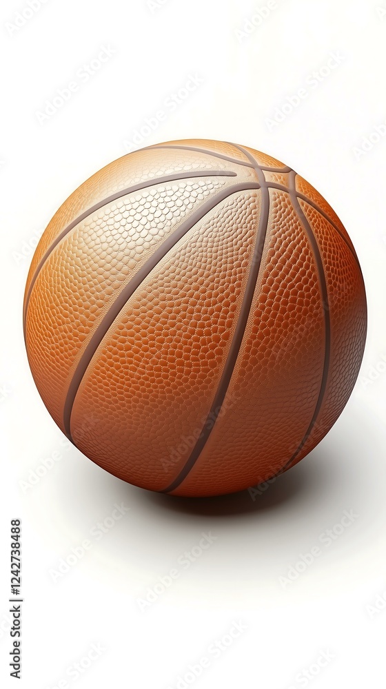 Obraz premium Isolate on white background A close-up view of a textured basketball on a plain background.