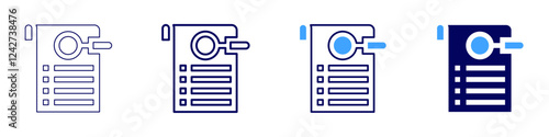 Workflow analysis icon in 4 different styles. Thin Line, Line, Bold, and Bold Line. Duotone style. Editable stroke