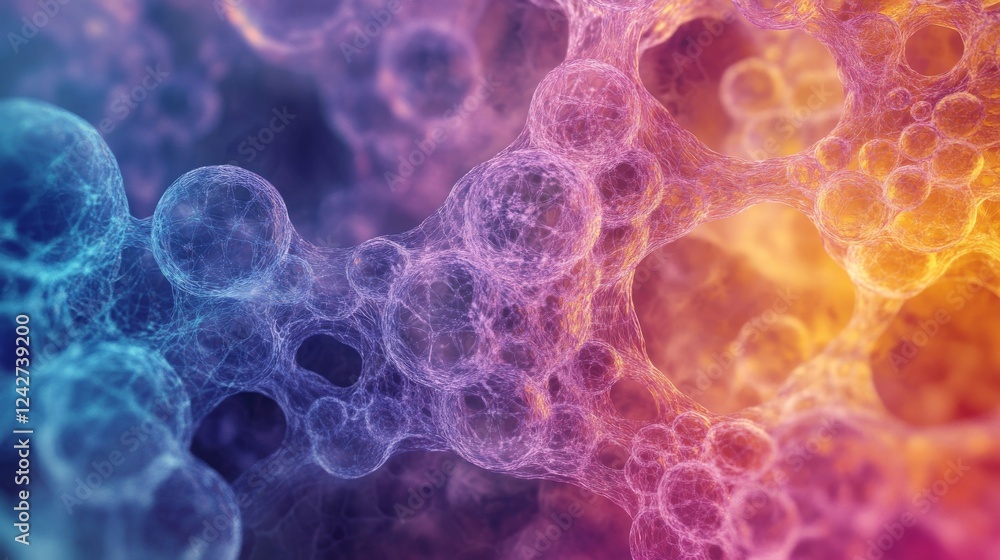 Futuristic abstract molecular structure background with glowing dna strands and interconnected particles, biotechnology and genetic engineering concept, neural network visualization for scientific res Futuristic abstract molecular structure background with glowing dna strands and interconnected particles, biotechnology and genetic engineering concept, neural network visualization for scientific res