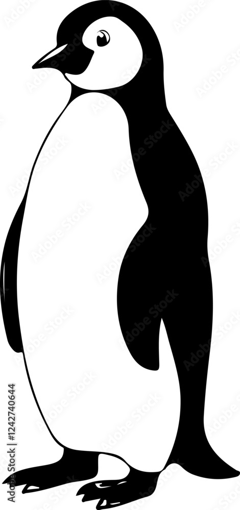 Obraz premium Cute Penguin Vector Art, Minimalist Penguin Vector Design, Cartoon Penguin Vector Illustration, Penguin Silhouette Vector, Adorable Penguin Clipart Vector, Black and White Penguin Vector, Baby Penguin