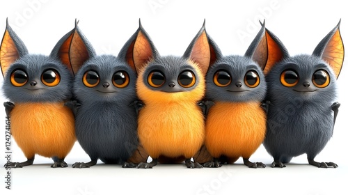 Wallpaper Mural Adorable Cartoon Owls with Fluffy Feathers in Trio Portrait View Torontodigital.ca