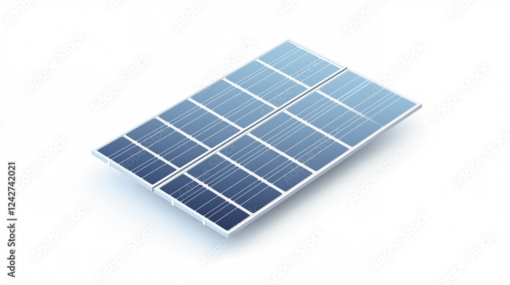 3D isometric solar panel isolated on transparent or white background, high-efficiency design with precise detailing and soft shadows 3D isometric solar panel isolated on transparent or white background, high-efficiency design with precise detailing and soft shadows