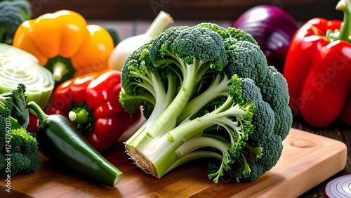 Fresh vibrant vegetable selection for healthy cooking and meal preparation photo