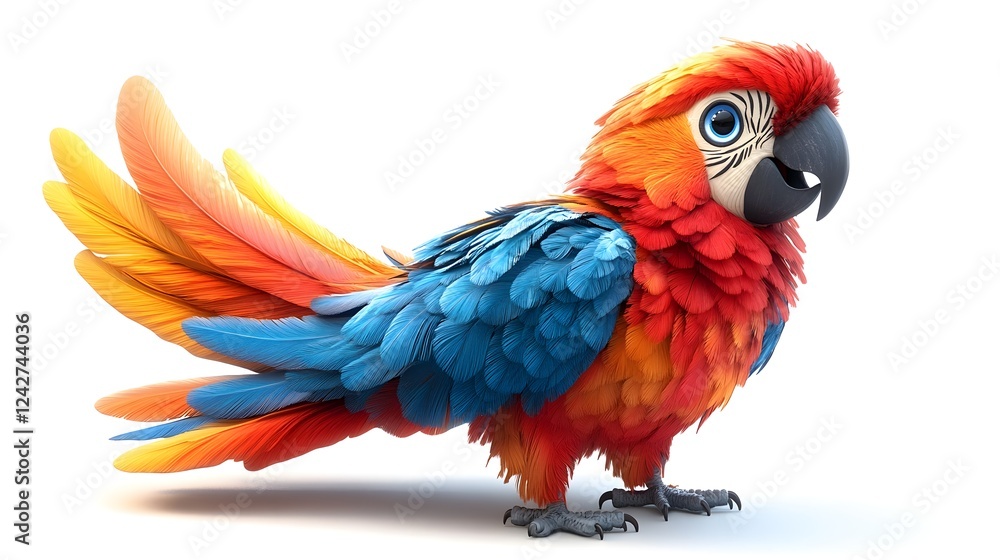Fototapeta premium Colorful Tropical Macaw Parrot with Vibrant Feathers Perched on Branch
