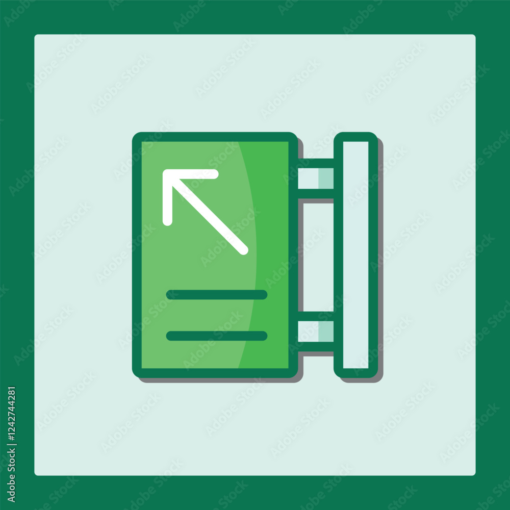 Green Exit Sign Icon: Directional Guidance Graphic Green Exit Sign Icon: Directional Guidance Graphic