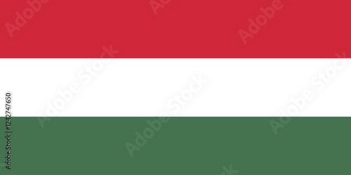 Hungary flag official colors and proportion digital vector illustration. Pleated flag.