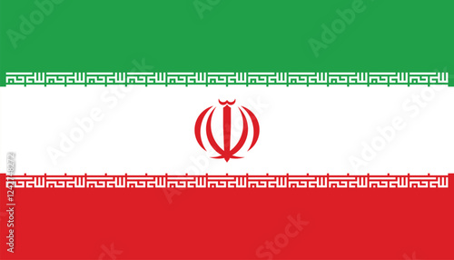 Iran flag official colors and proportion digital vector illustration.