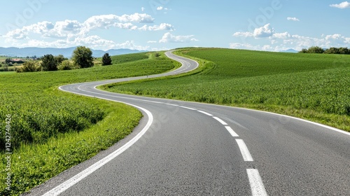 Wallpaper Mural A winding road through lush green fields under a clear blue sky. Torontodigital.ca