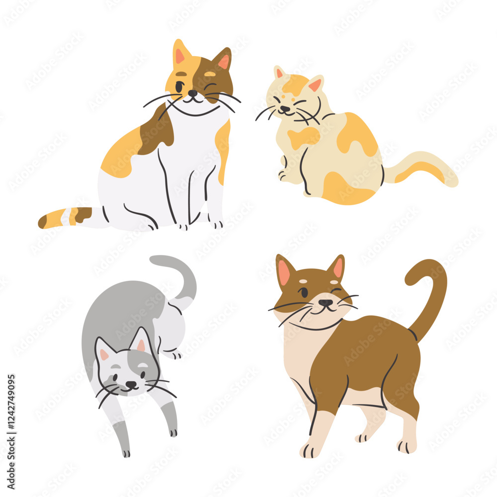 Flat Clean Fill Shape Cat Pet Full Body Flat Clean Fill Shape Cat Pet Full Body