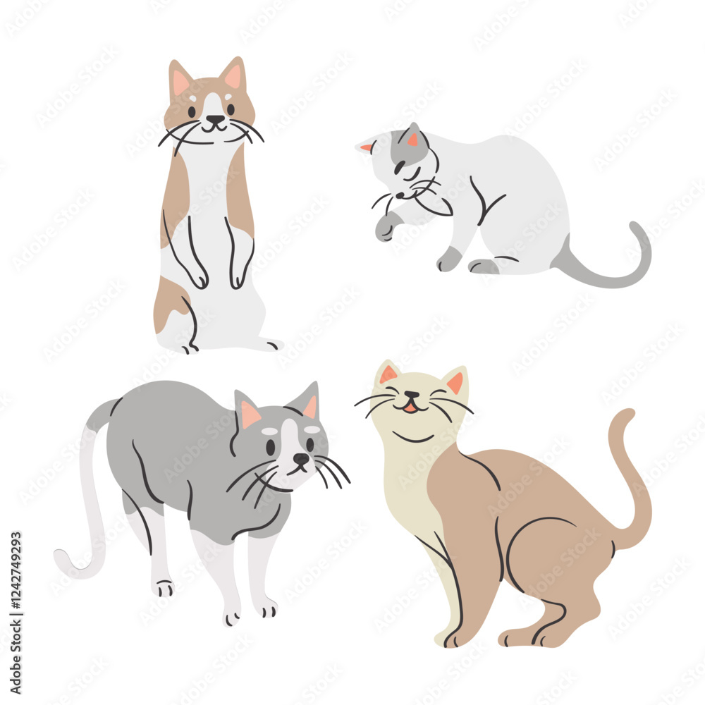 Flat Clean Fill Shape Cat Pet Full Body Flat Clean Fill Shape Cat Pet Full Body