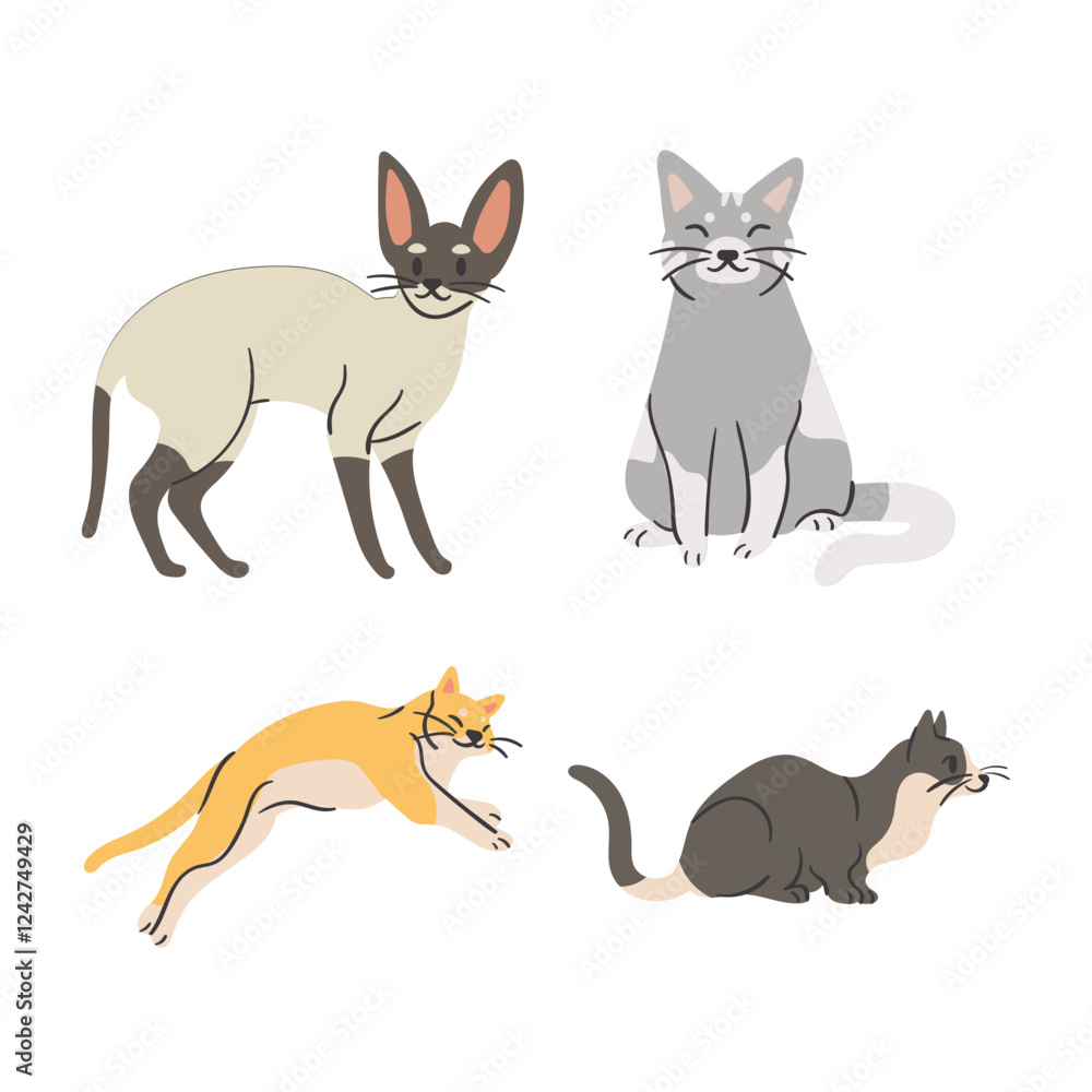 Flat Clean Fill Shape Cat Pet Full Body Flat Clean Fill Shape Cat Pet Full Body