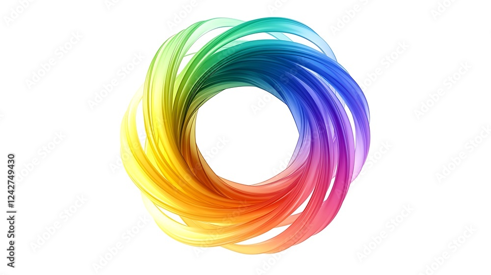 Visual depiction of a Lorenz attractor in vivid rainbow colors isolated on white Visual depiction of a Lorenz attractor in vivid rainbow colors isolated on white