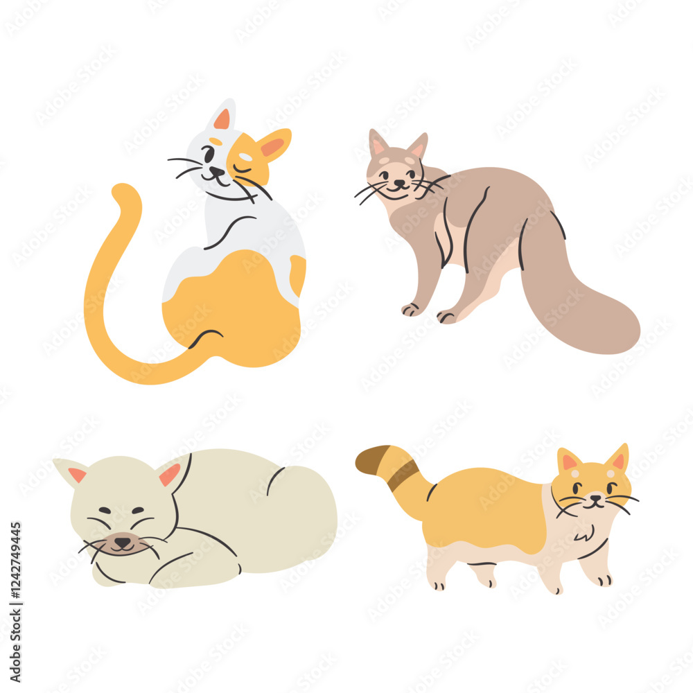 Flat Clean Fill Shape Cat Pet Full Body Flat Clean Fill Shape Cat Pet Full Body
