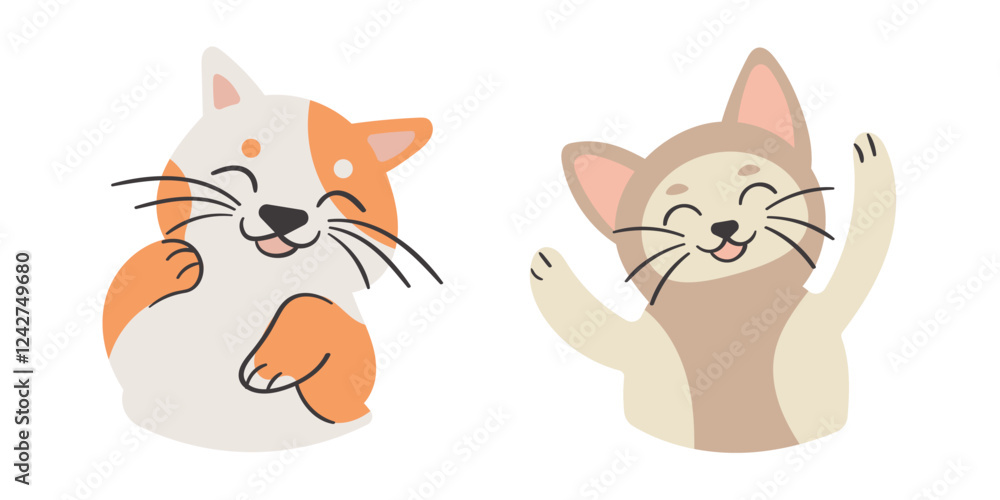 Flat Clean Fill Shape Cat Pet Half Body Flat Clean Fill Shape Cat Pet Half Body