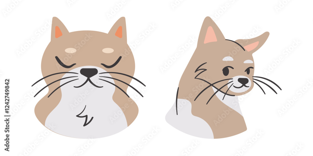 Flat Clean Fill Shape Cat Pet Half Body Flat Clean Fill Shape Cat Pet Half Body