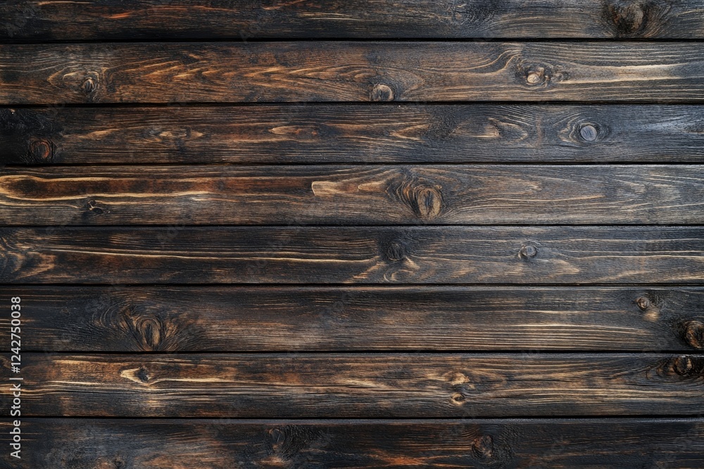 Fototapeta premium Dark brown wood planks background texture (3)