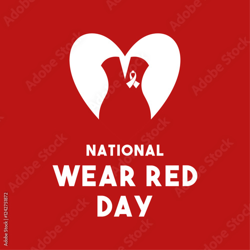 Vector Illustration of National Wear Red Day. Flat design vector. Red background. Poster, banner, card, background.