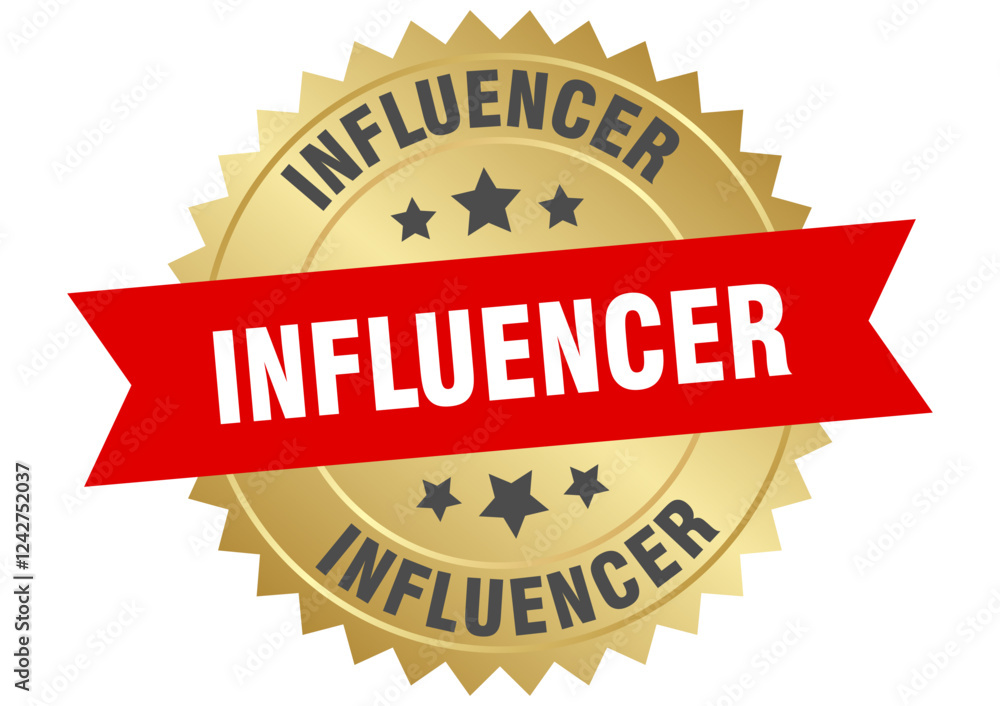 influencer. influencer round red and gold label isolated on transparent background influencer. influencer round red and gold label isolated on transparent background