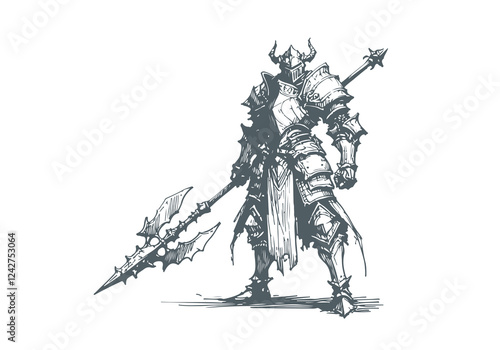 Medieval Knight hand drawn sketch vector