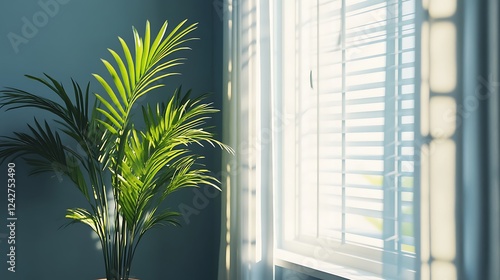 Sunlight on plant, window, room, calm