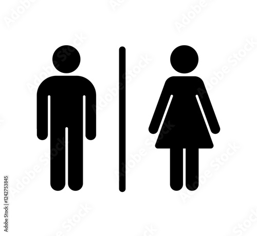 Man and woman silhouette icons for toilets. Bathroom glyph icon for restroom sign. vector illustration.