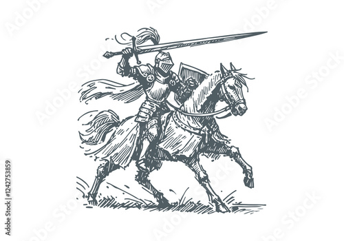 Medieval Knight hand drawn sketch vector