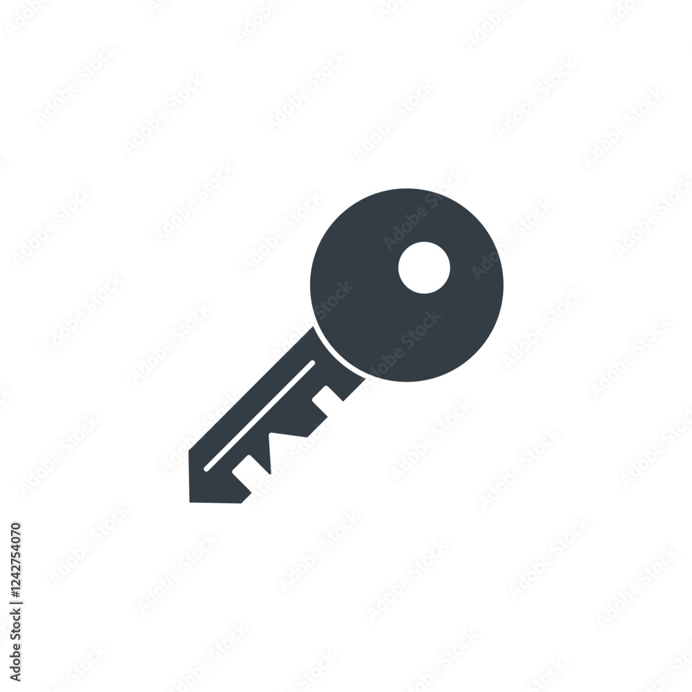 Key icon symbol vector illustration isolated on white background Key icon symbol vector illustration isolated on white background