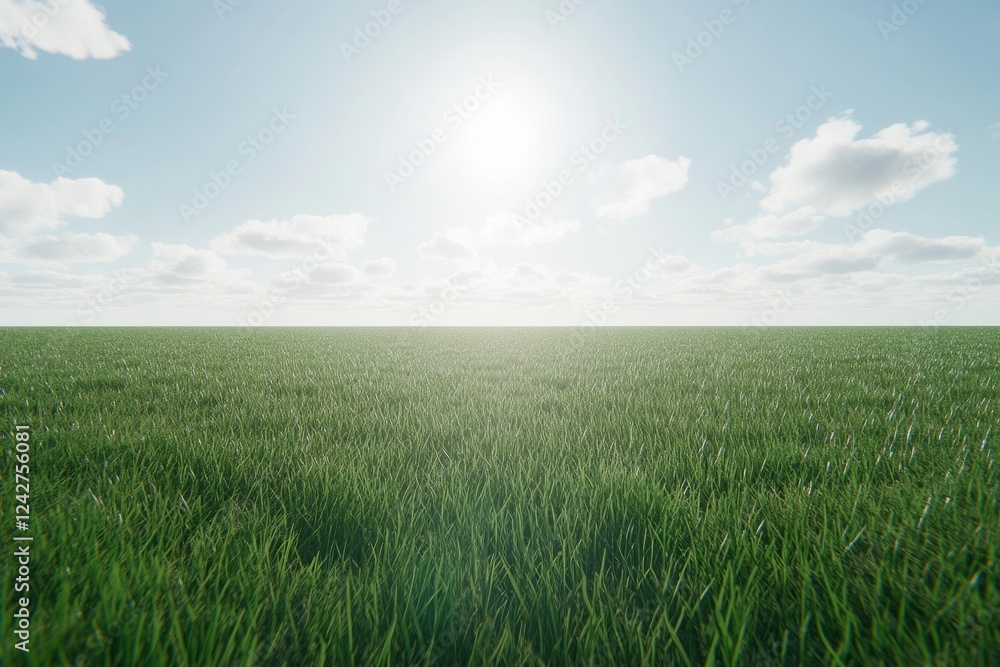 A field of grass with a bright sun shining on it A field of grass with a bright sun shining on it