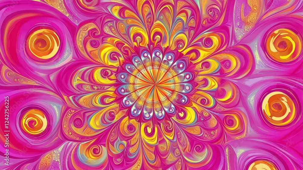 A Vibrant Abstract Floral Mandala Design with Intricate Patterns A Vibrant Abstract Floral Mandala Design with Intricate Patterns