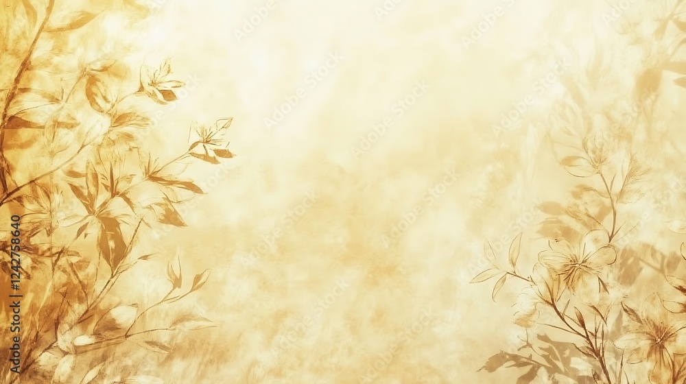 Golden leaves, sunlit background, nature, design Golden leaves, sunlit background, nature, design