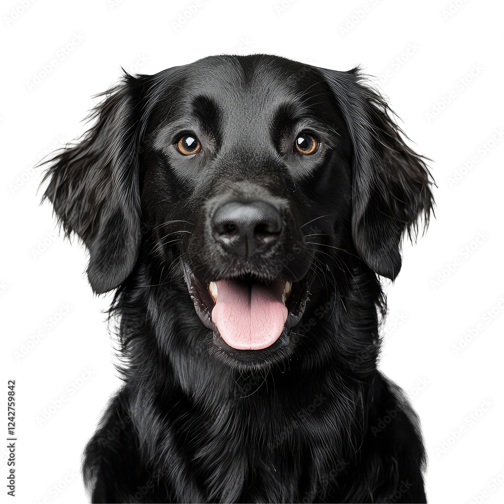 Studio Portrait of a Playful Black Retriever Dog on a transparent background Studio Portrait of a Playful Black Retriever Dog on a transparent background