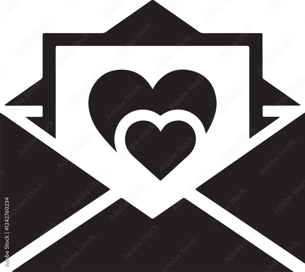 Romantic Love Letter Envelope Vector for Valentines Day

