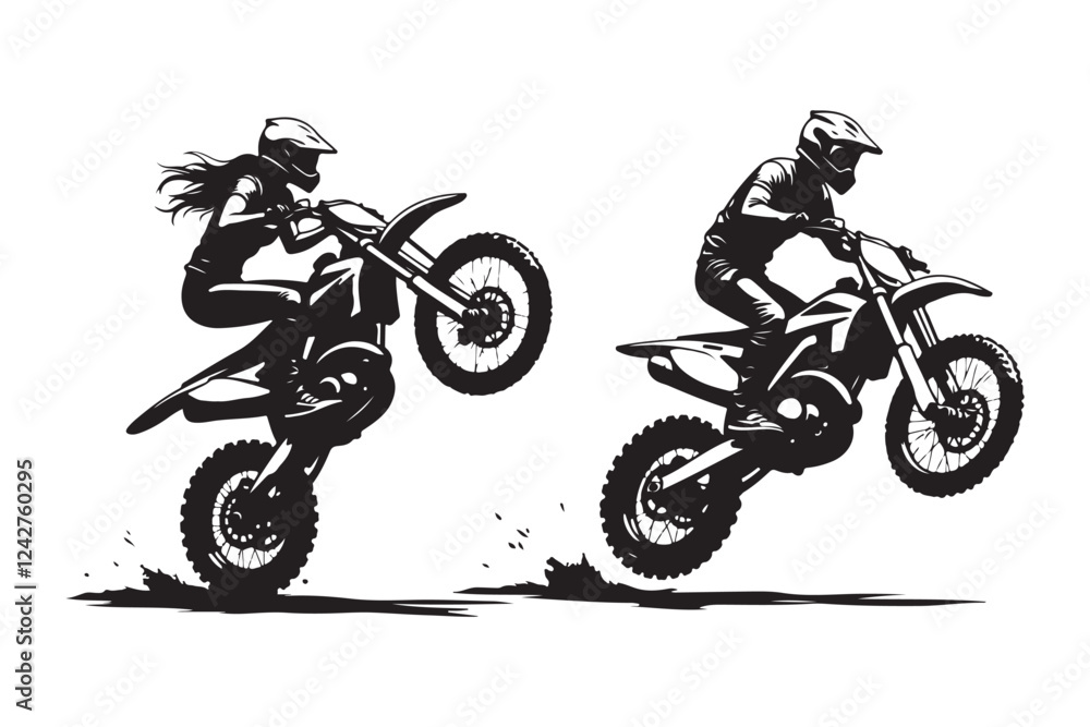 PrintExtreme Motocross Stunt Silhouettes PrintExtreme Motocross Stunt Silhouettes
