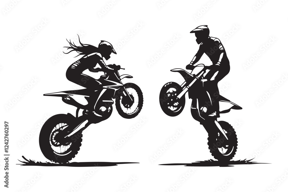 PrintExtreme Motocross Stunt Silhouettes PrintExtreme Motocross Stunt Silhouettes