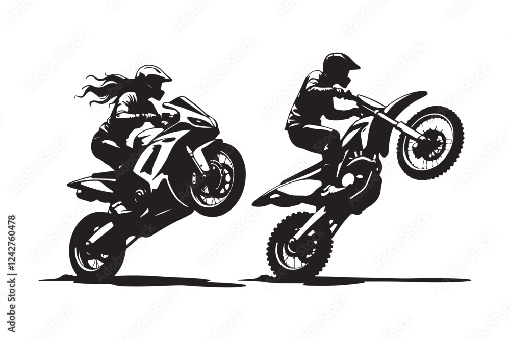PrintExtreme Motocross Stunt Silhouettes PrintExtreme Motocross Stunt Silhouettes