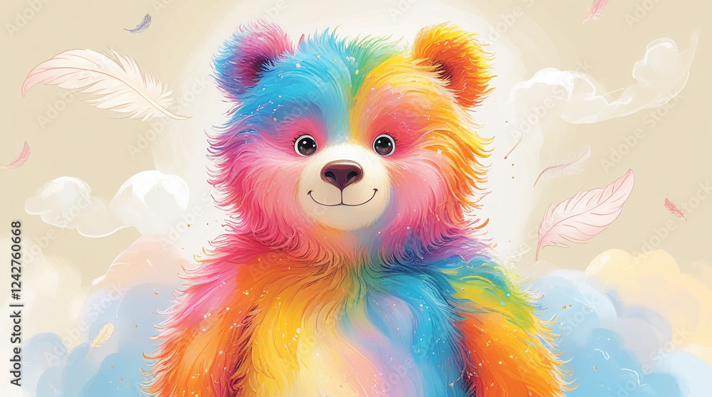 Fototapeta premium Whimsical Bear in the Cloud