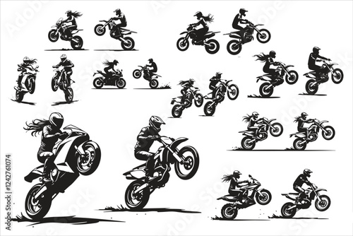 PrintExtreme Motocross Stunt Silhouettes