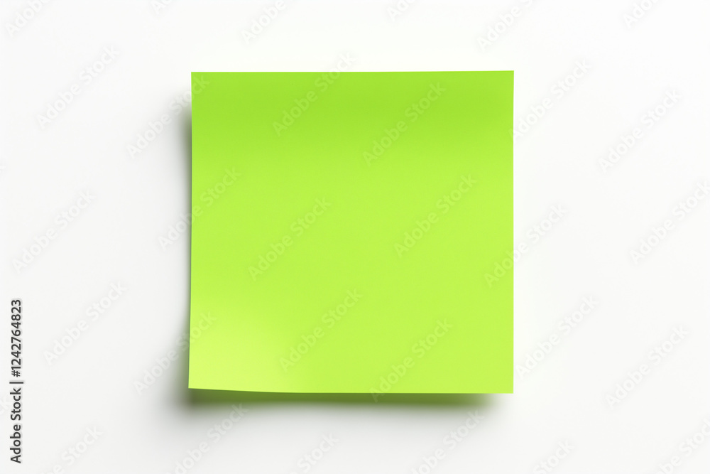 A vivid green sticky note with a folded corner against a white background. A vivid green sticky note with a folded corner against a white background.