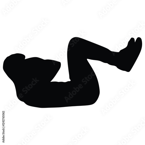 Man doing semi supine laying down or constructive rest position exercise. Flat vector illustration isolated on white background