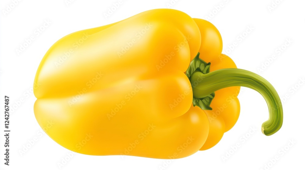 Fresh Yellow Bell Pepper on White Background with Natural Light Fresh Yellow Bell Pepper on White Background with Natural Light