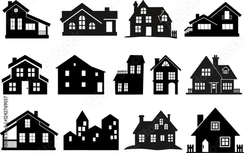 House & Building icons Stock Vector file