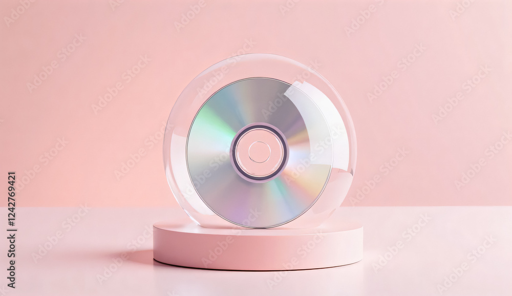 CD Disk Encased in a Glass Globe: Symbolizing Technology and Innovation CD Disk Encased in a Glass Globe: Symbolizing Technology and Innovation