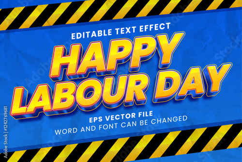 Happy international labour day 3d editable vector text effect. 1st of may labour day text style