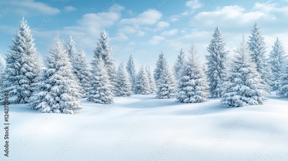 Obraz premium Winter Wonderland: Enchanting Snow Covered Forest Landscape