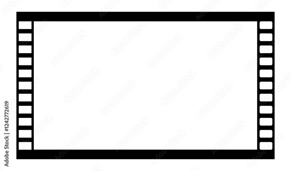 Filmstrip vector illustration with blank frames, creating a classic cinematic border or reel design. Filmstrip vector illustration with blank frames, creating a classic cinematic border or reel design.