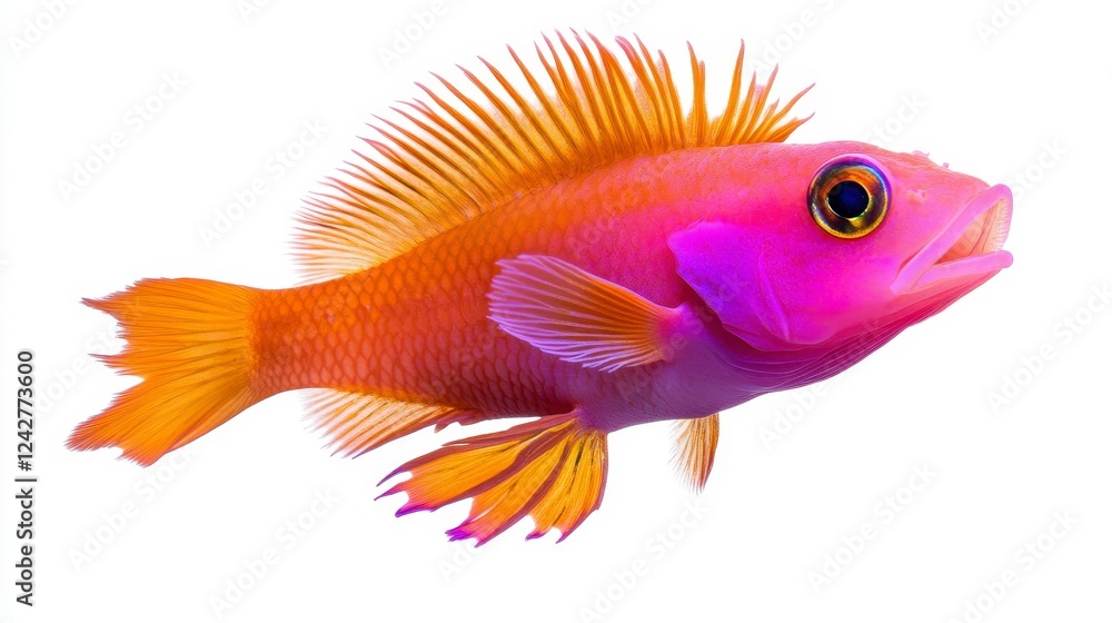 Vibrant Pink and Orange Fish Swimming in Clear Water Background Vibrant Pink and Orange Fish Swimming in Clear Water Background