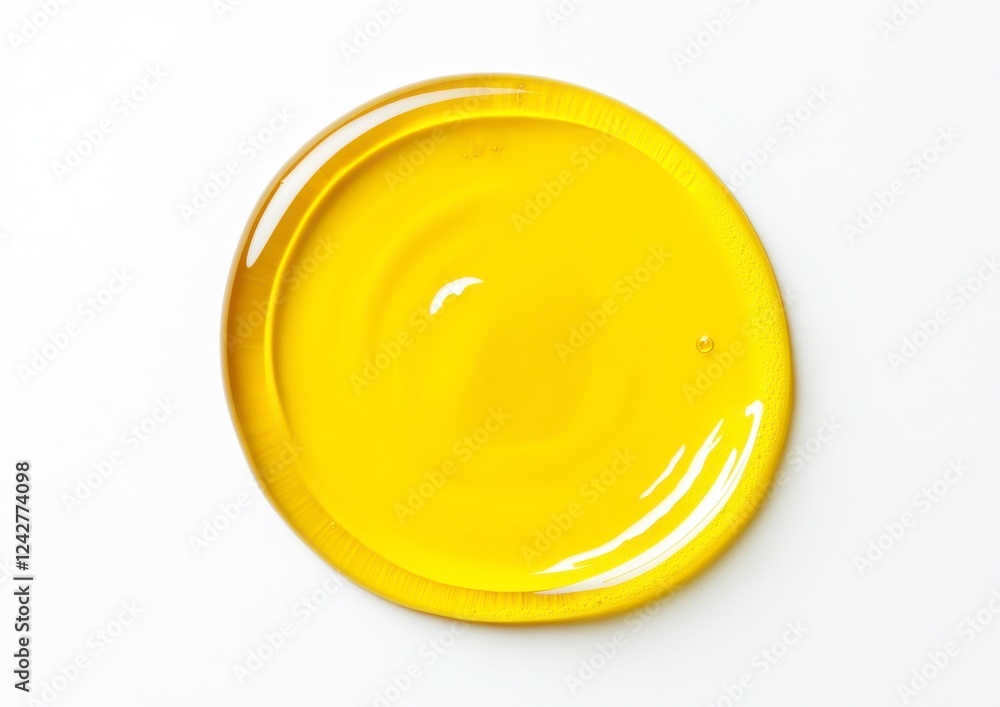 Glossy Golden Liquid Strip Resembling Honey or Melted Butter on White Background Glossy Golden Liquid Strip Resembling Honey or Melted Butter on White Background