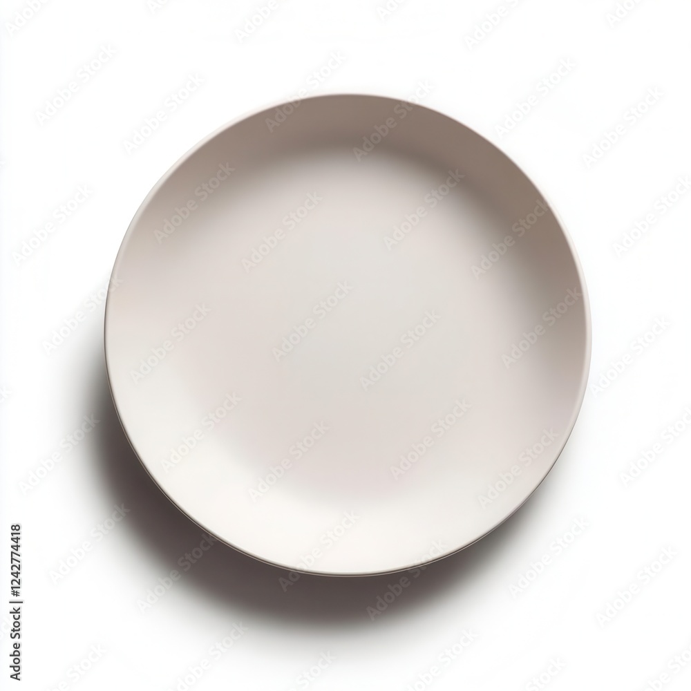 Minimalist Ceramic Plate Isolated on Pure White Background Minimalist Ceramic Plate Isolated on Pure White Background