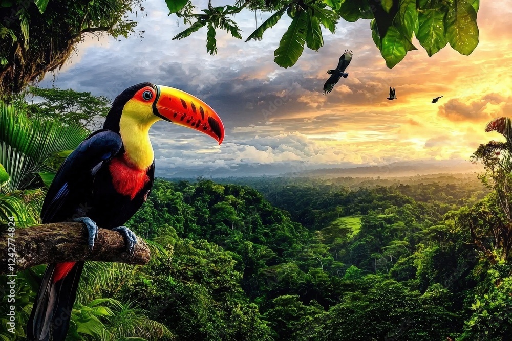 Obraz premium Stunning toucan showcasing the biodiversity of Central America. 